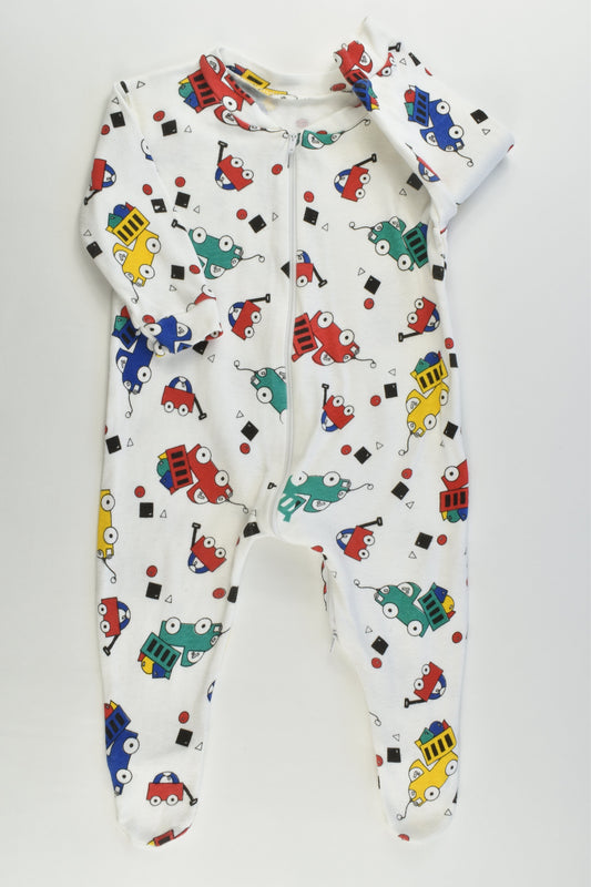Brand Unknown Size approx 00 Vintage (?) Vehicles Footed Romper