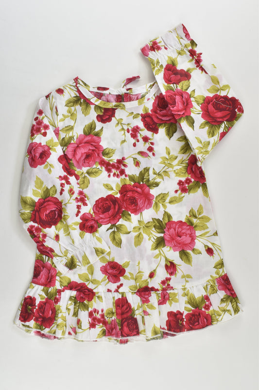 Brand Unknown Size approx 2-3 Roses Blouse/Tunic