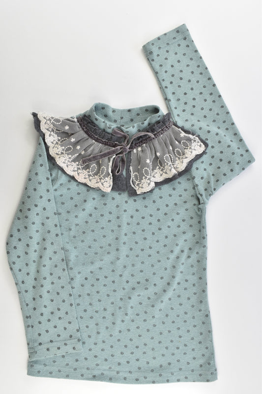 Brand Unknown Size approx 7 Polo Neck Top with Lace Collar