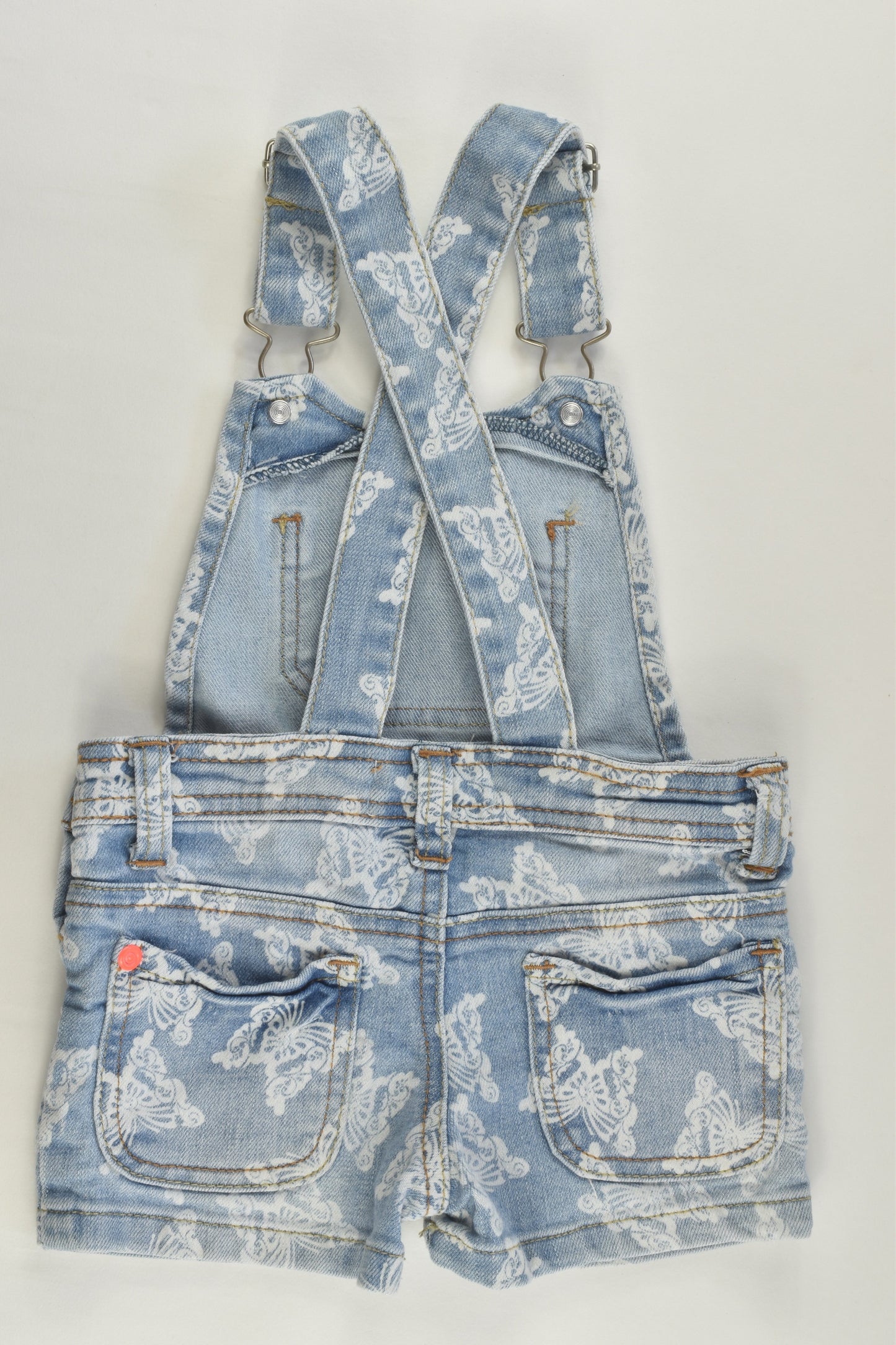 Breakers Size 1 Stretchy Butterflies Short Denim Overalls