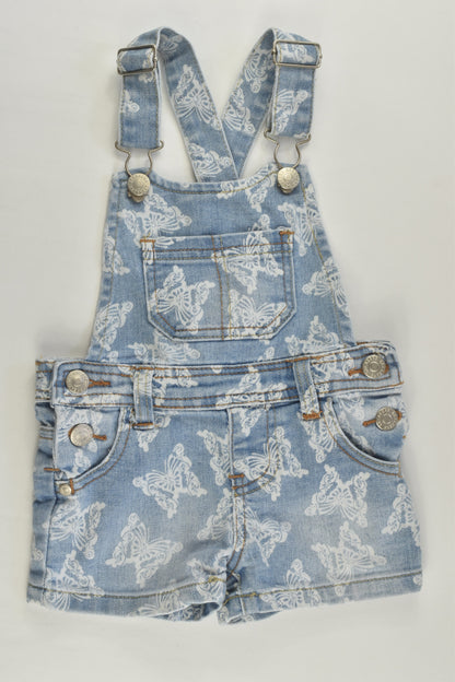 Breakers Size 1 Stretchy Butterflies Short Denim Overalls