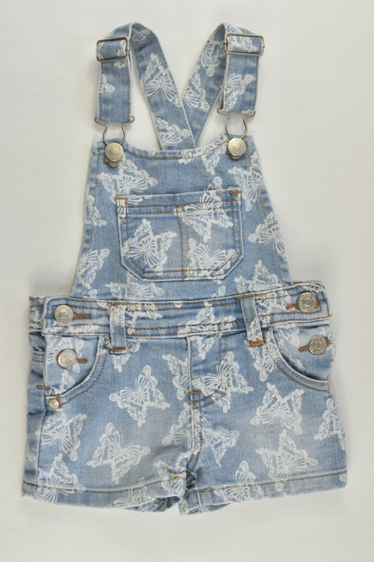 Breakers Size 1 Stretchy Butterflies Short Denim Overalls