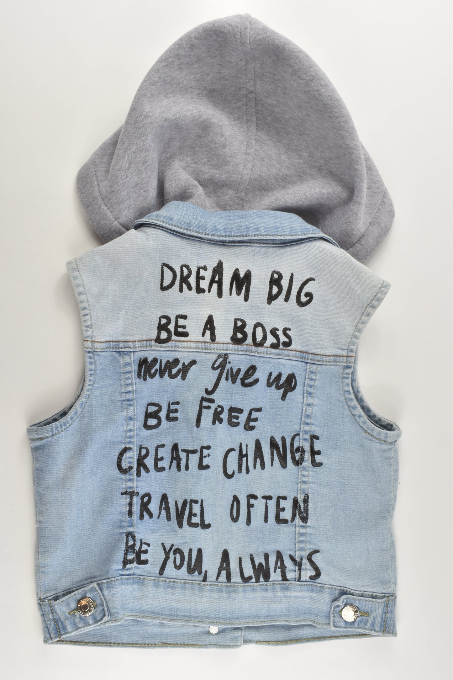 Breakers Size 10 Hooded Stretchy 'Dream Big' Denim Vest