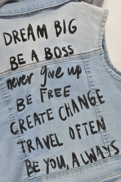 Breakers Size 10 Hooded Stretchy 'Dream Big' Denim Vest