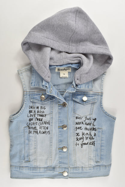 Breakers Size 10 Hooded Stretchy 'Dream Big' Denim Vest