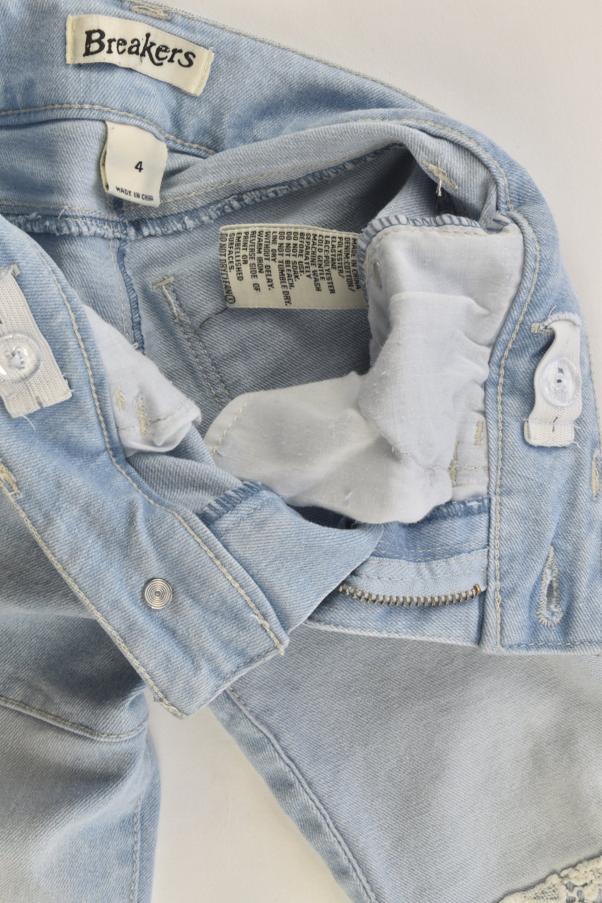 Breakers Size 4 Stretchy Denim Pants with Lace Detail