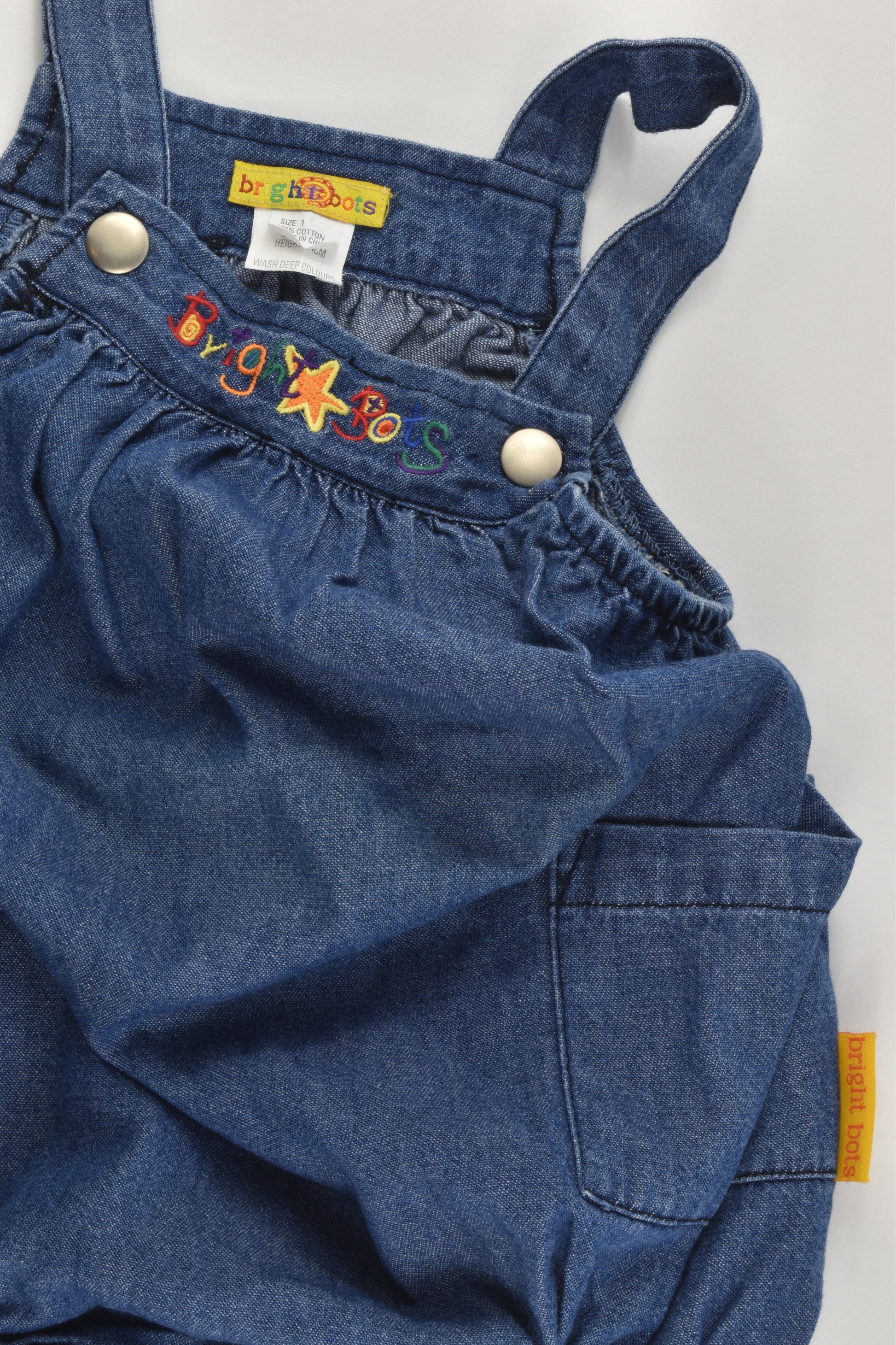 Bright Bots Size 1 (84 cm) Short Denim Playsuit
