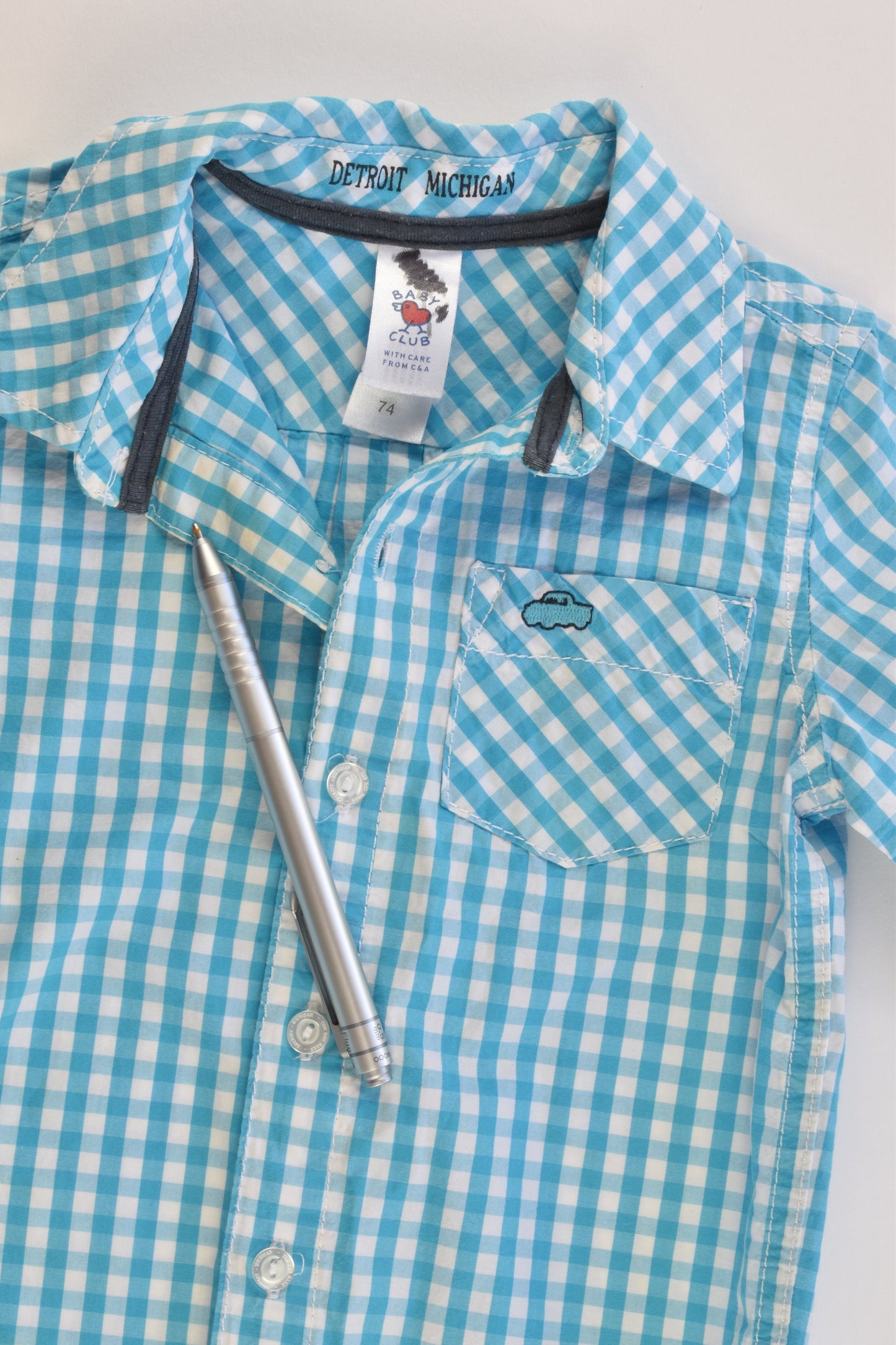 C&A (Germany) Size 0 (74 cm) Checked Collared Shirt