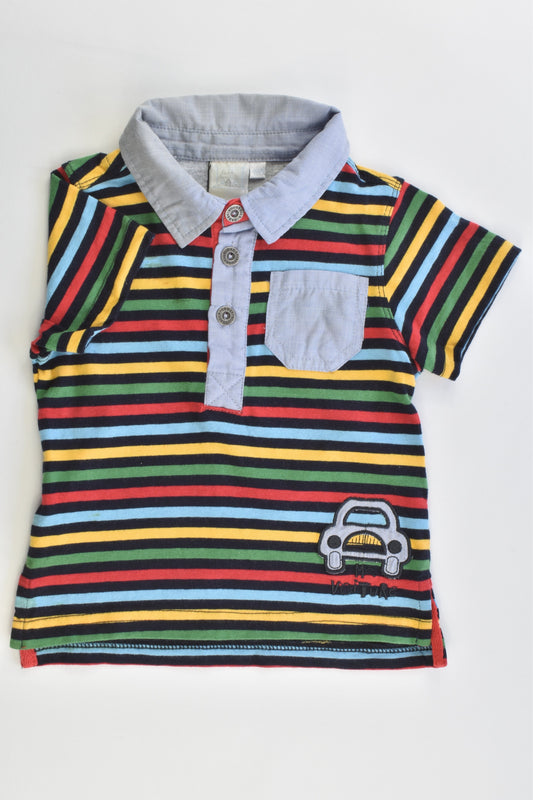 Cadet Rousselle (France) Size 1 (18 months) Striped Collared 'Ma Voiture' T-shirt