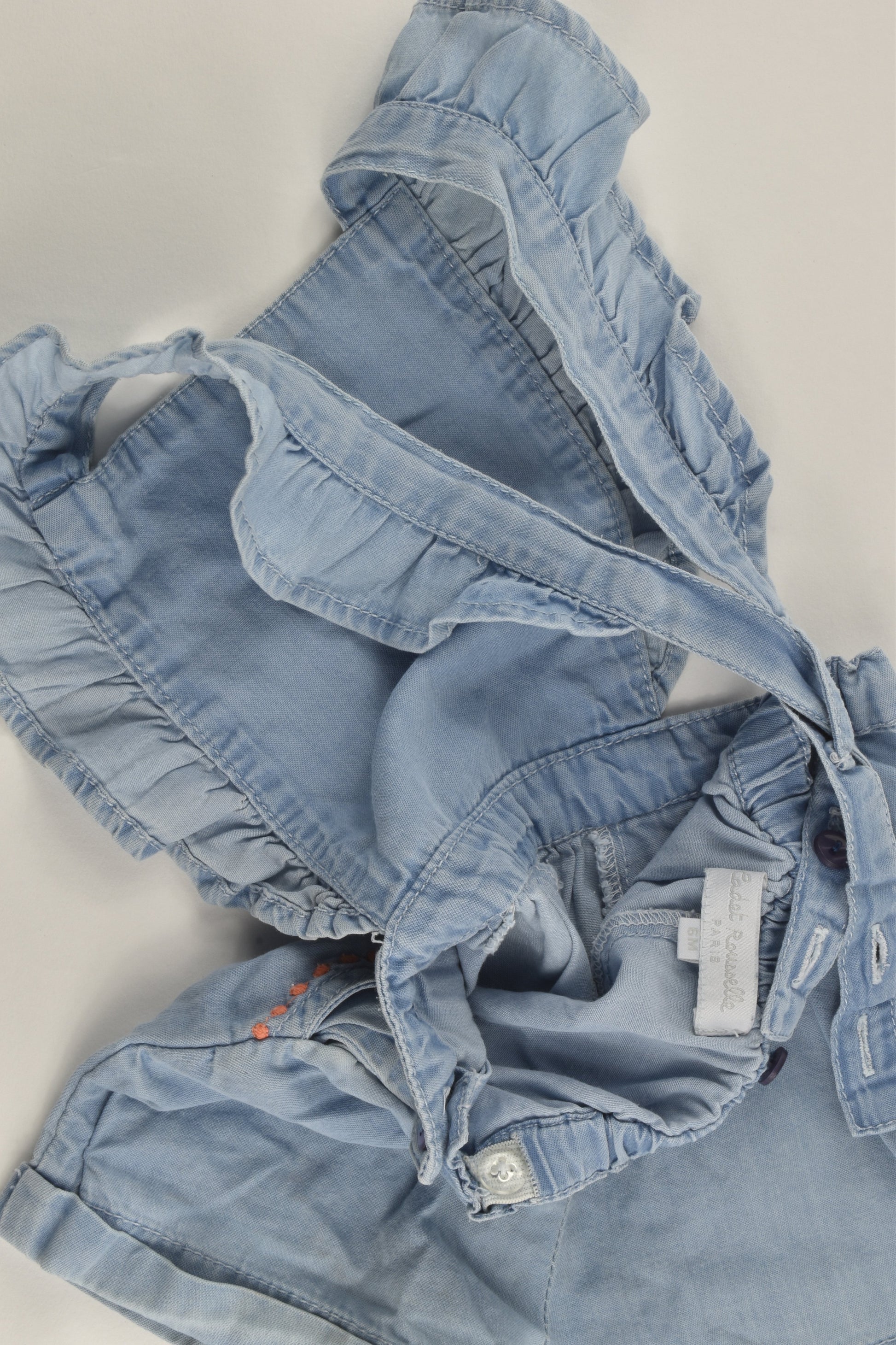Cadet Rousselle (Paris) Size 00 (6 months) Lightweight Denim Short Overalls