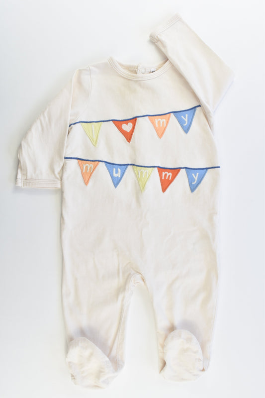 Carrefour (Spain) Size 00 (9 months) Footed 'I Love My Mummy' Romper