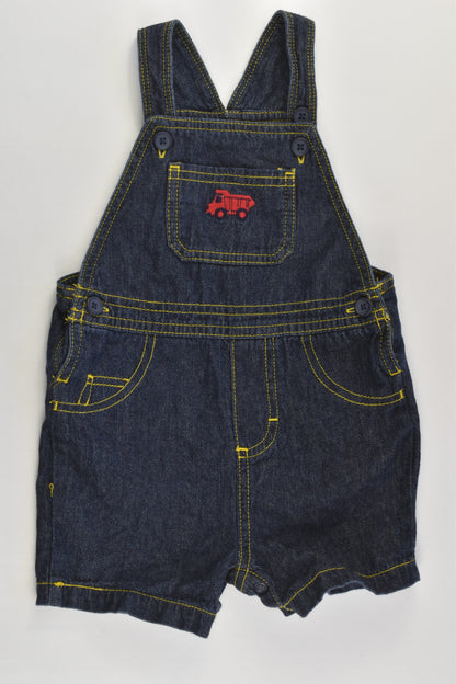 Carter's Size 0 (12 months) Lightweight Truck Short Denim Overalls