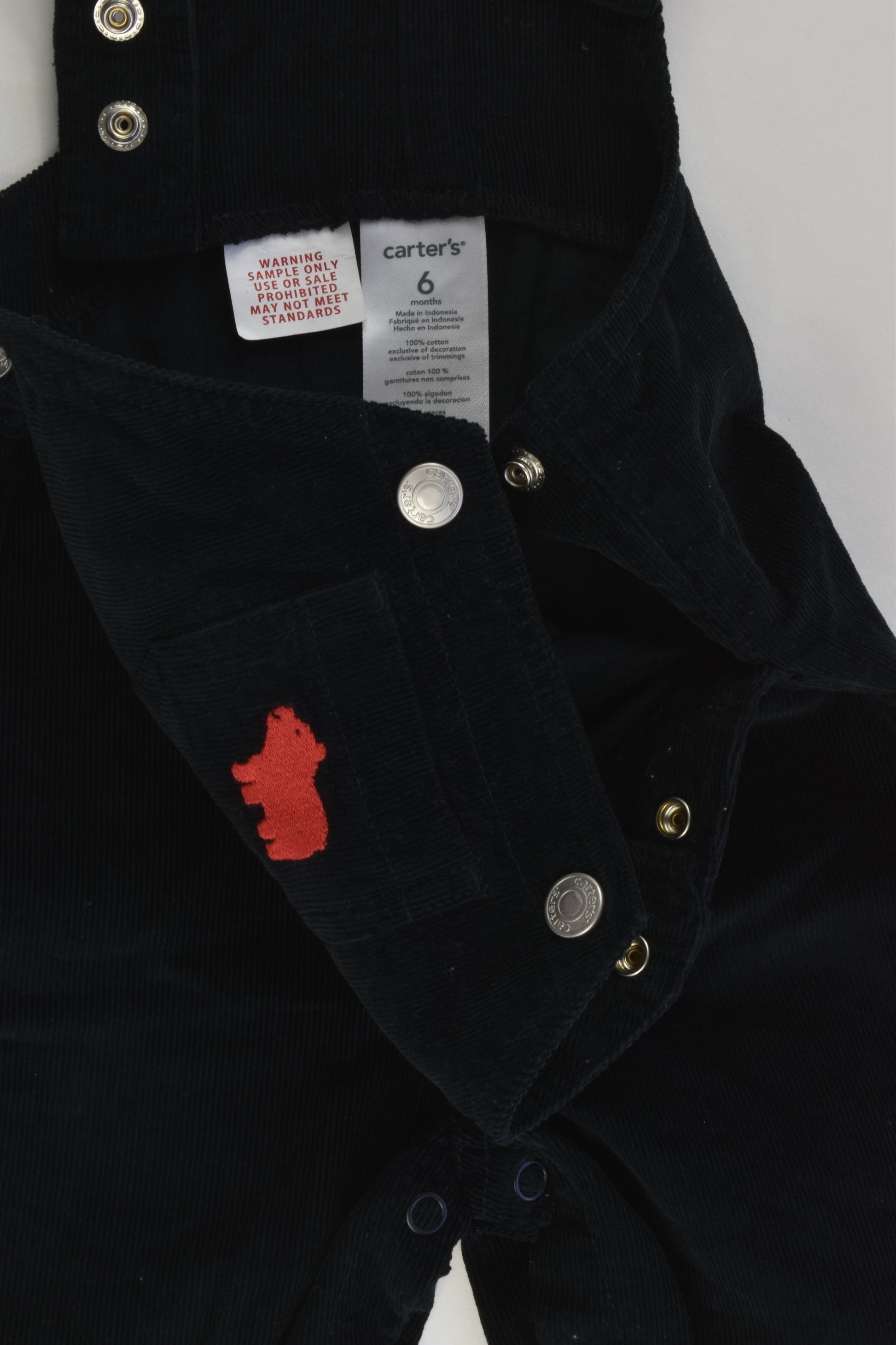 Carter's Size 00 (6 months) Soft Bear Cord Overalls