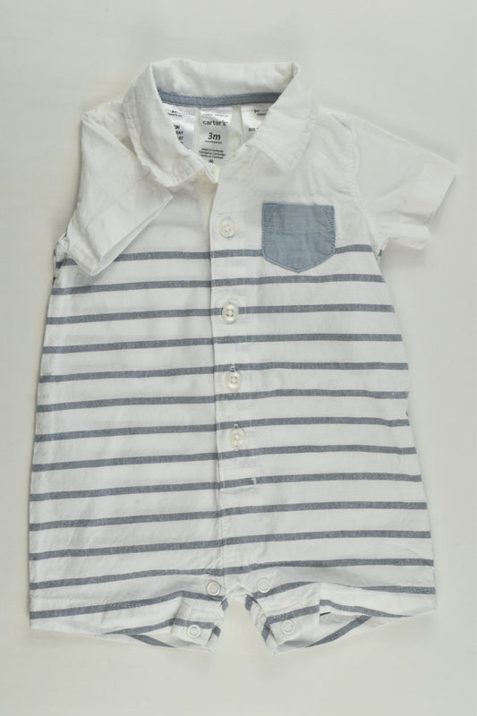 Carter's Size 000 (3 months) Striped Collared Romper