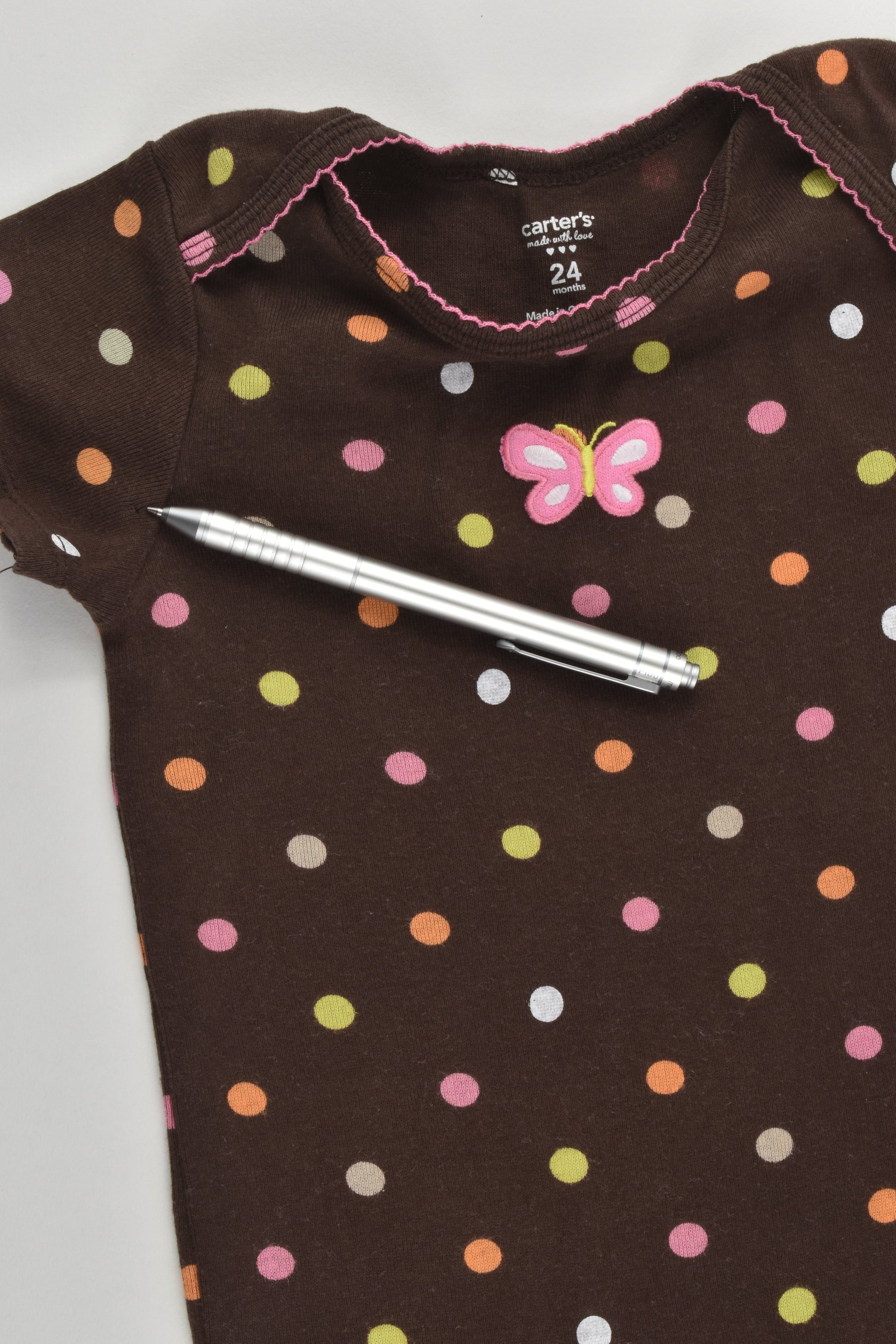 Carter's Size 2 (24 months) Butterfly and Polka Dots Bodysuit