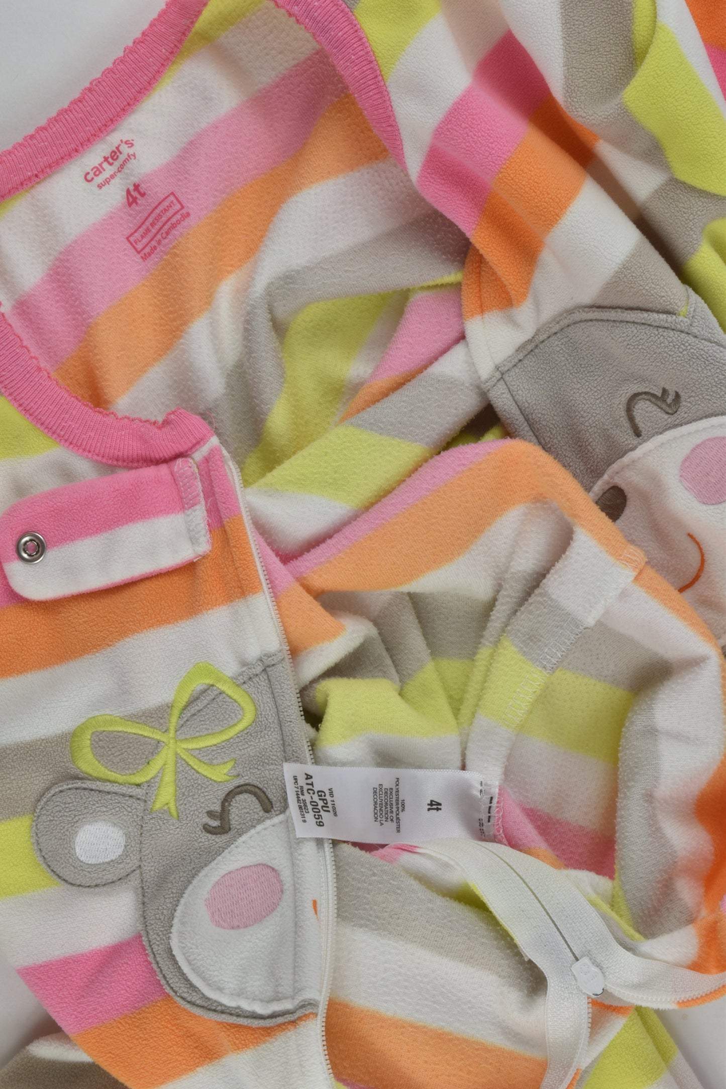 Carter's Size 4 Striped Fleece Footed One Piece