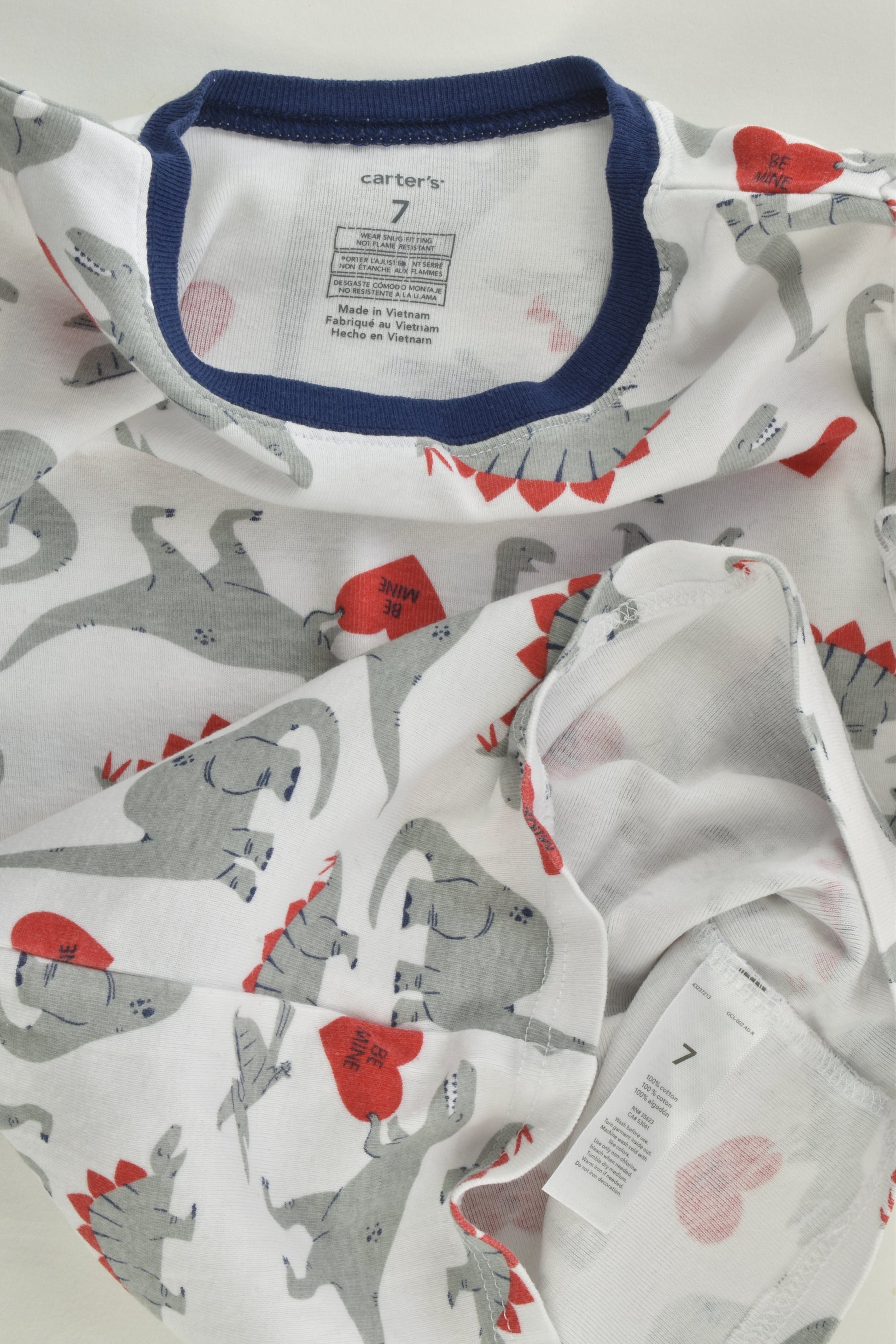 Carter's Size 7 Dinosaur 'Be Mine' Pj Set