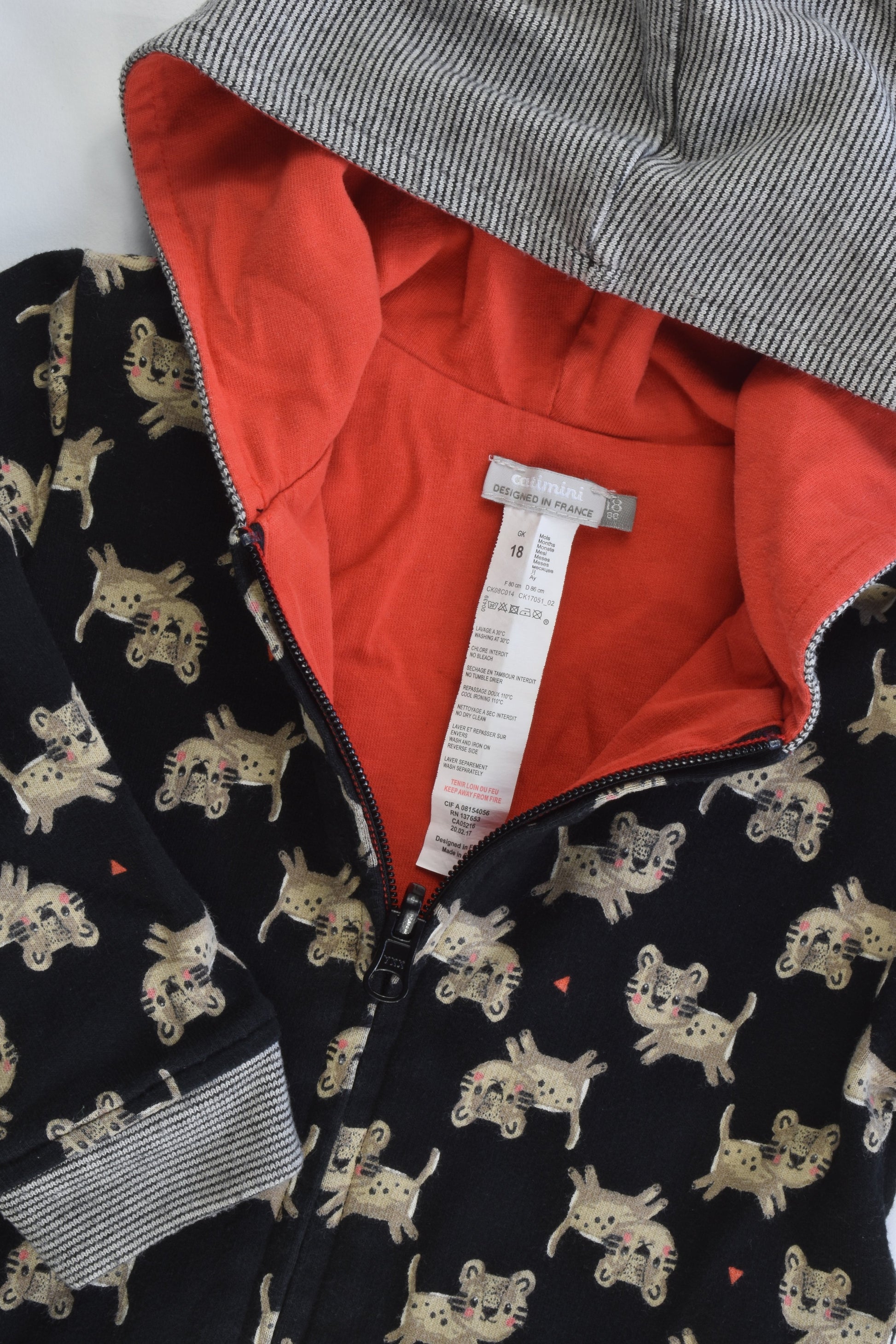 Catimini (France) Size 0-1 (18 months) Reversible Hooded Jumper