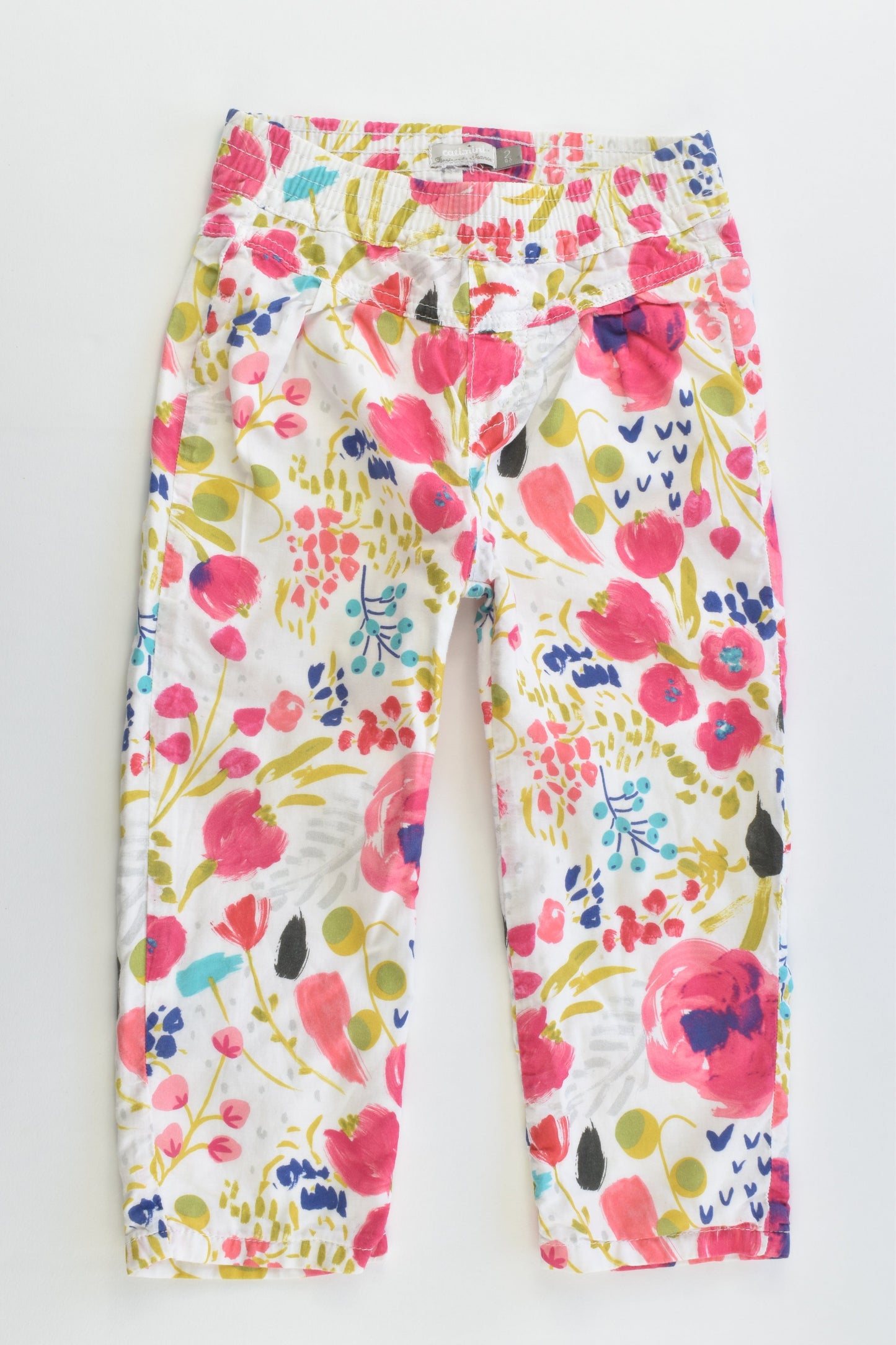 Catimini (France) Size 1-2 (2 years, 86 cm) Lined Floral Pants