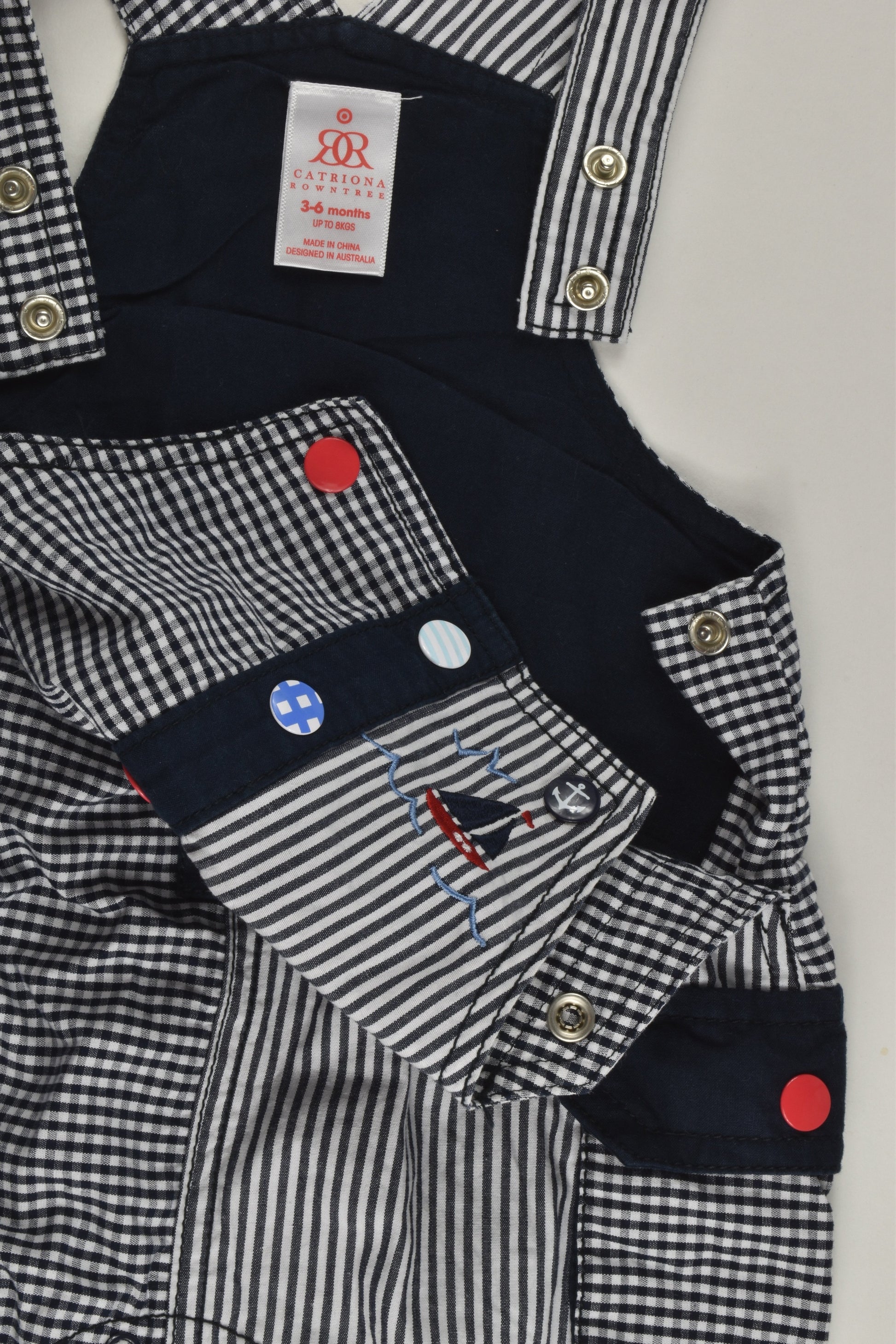 Catriona Rowntree Size 00 (3-6 months) Nautical Short Overalls