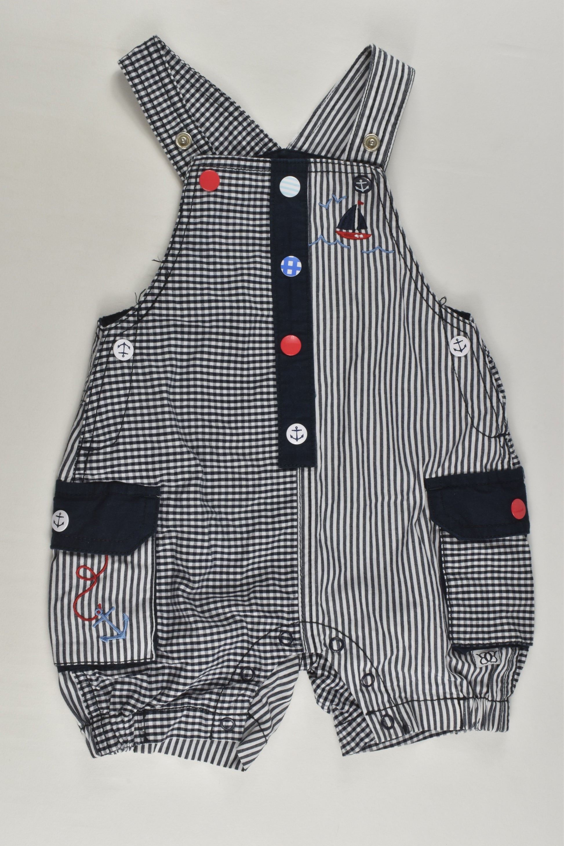 Catriona Rowntree Size 00 (3-6 months) Nautical Short Overalls