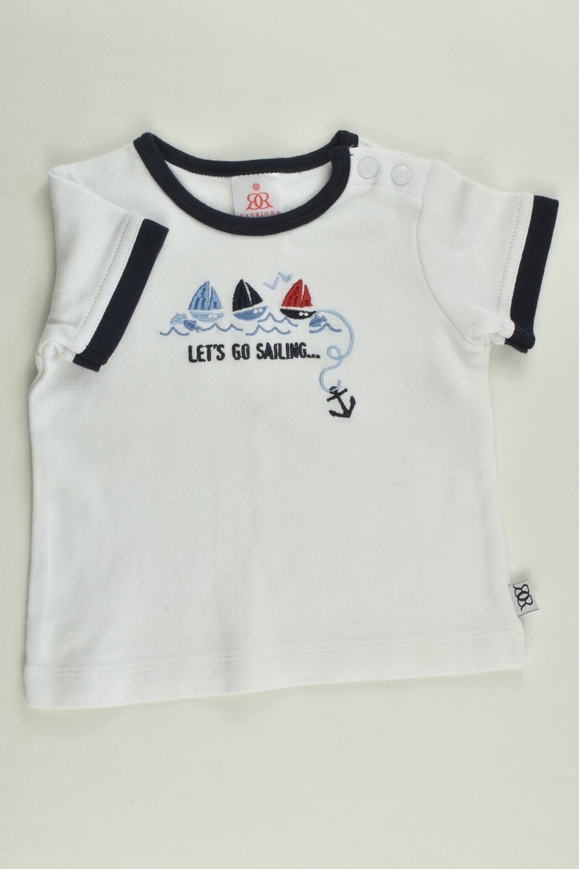 Catriona Rowntree Size 000 (0-3 months) 'Let's Go Sailing' T-shirt