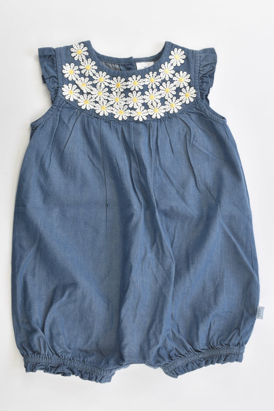 Catriona Rowntree Sizr 0 (6-12 months) Lightweight Denim Romper with Flowers