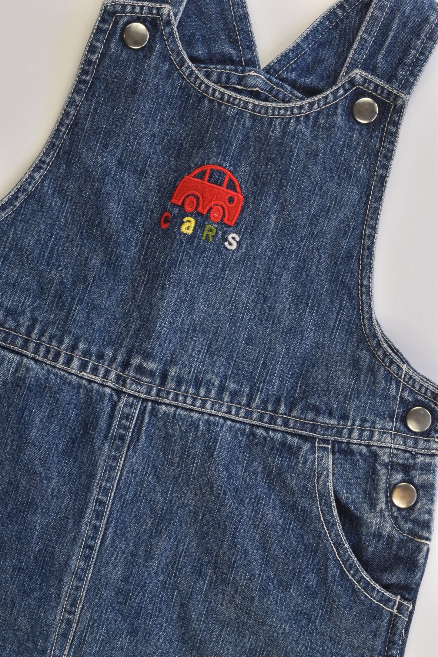 Chain Reaction Size 1 'Cars' Vintage/Vintage Style Denim Overalls