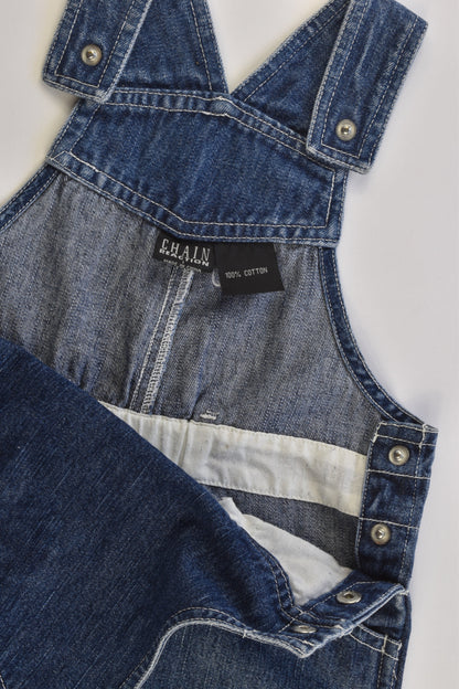 Chain Reaction Size 1 'Cars' Vintage/Vintage Style Denim Overalls