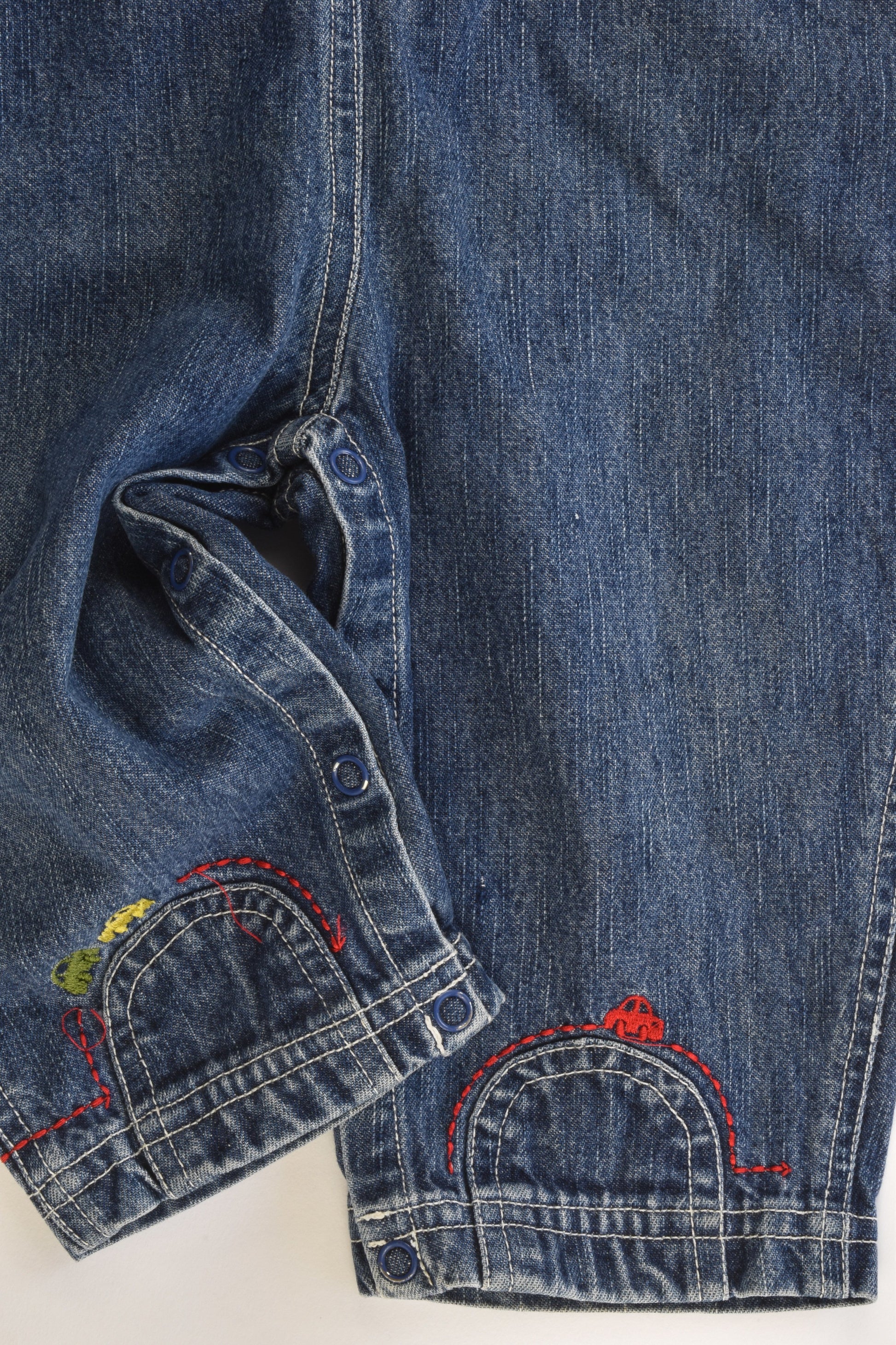Chain Reaction Size 1 'Cars' Vintage/Vintage Style Denim Overalls