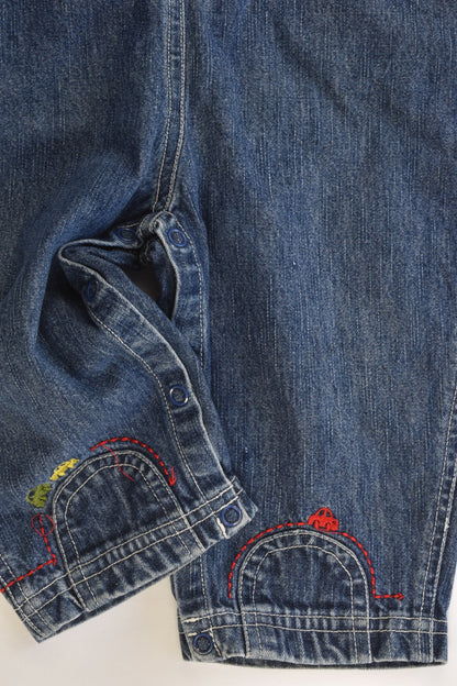 Chain Reaction Size 1 'Cars' Vintage/Vintage Style Denim Overalls
