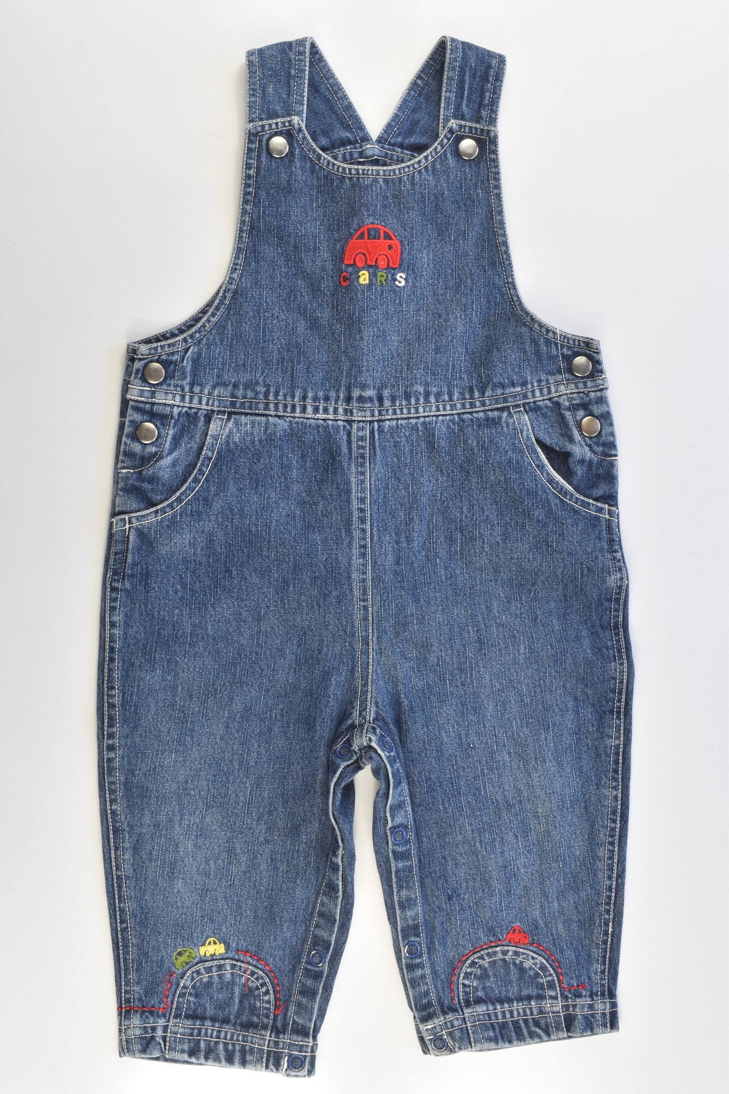 Chain Reaction Size 1 'Cars' Vintage/Vintage Style Denim Overalls