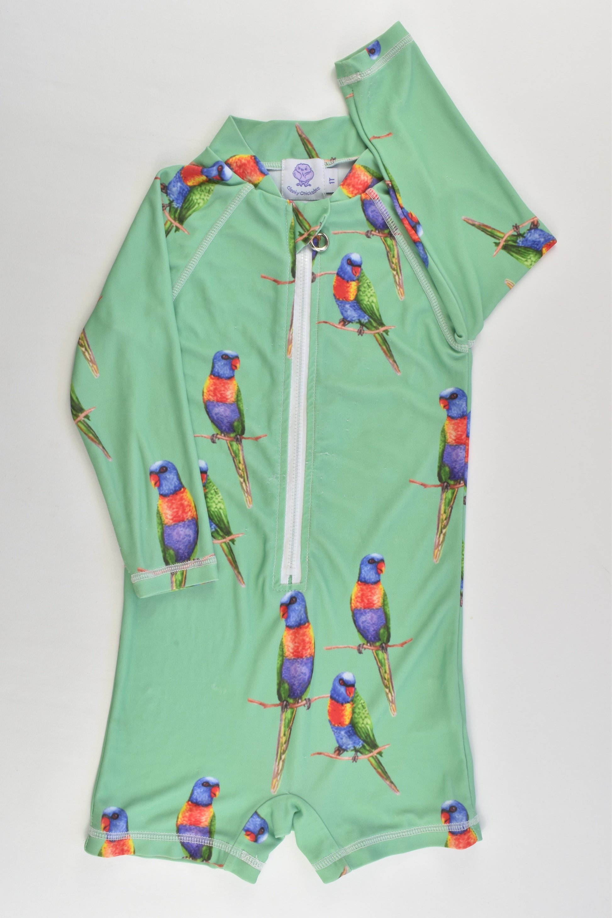 Cheeky Chikadee (AU) Size 1 Green Rainbow Lorikeet Swim Suit