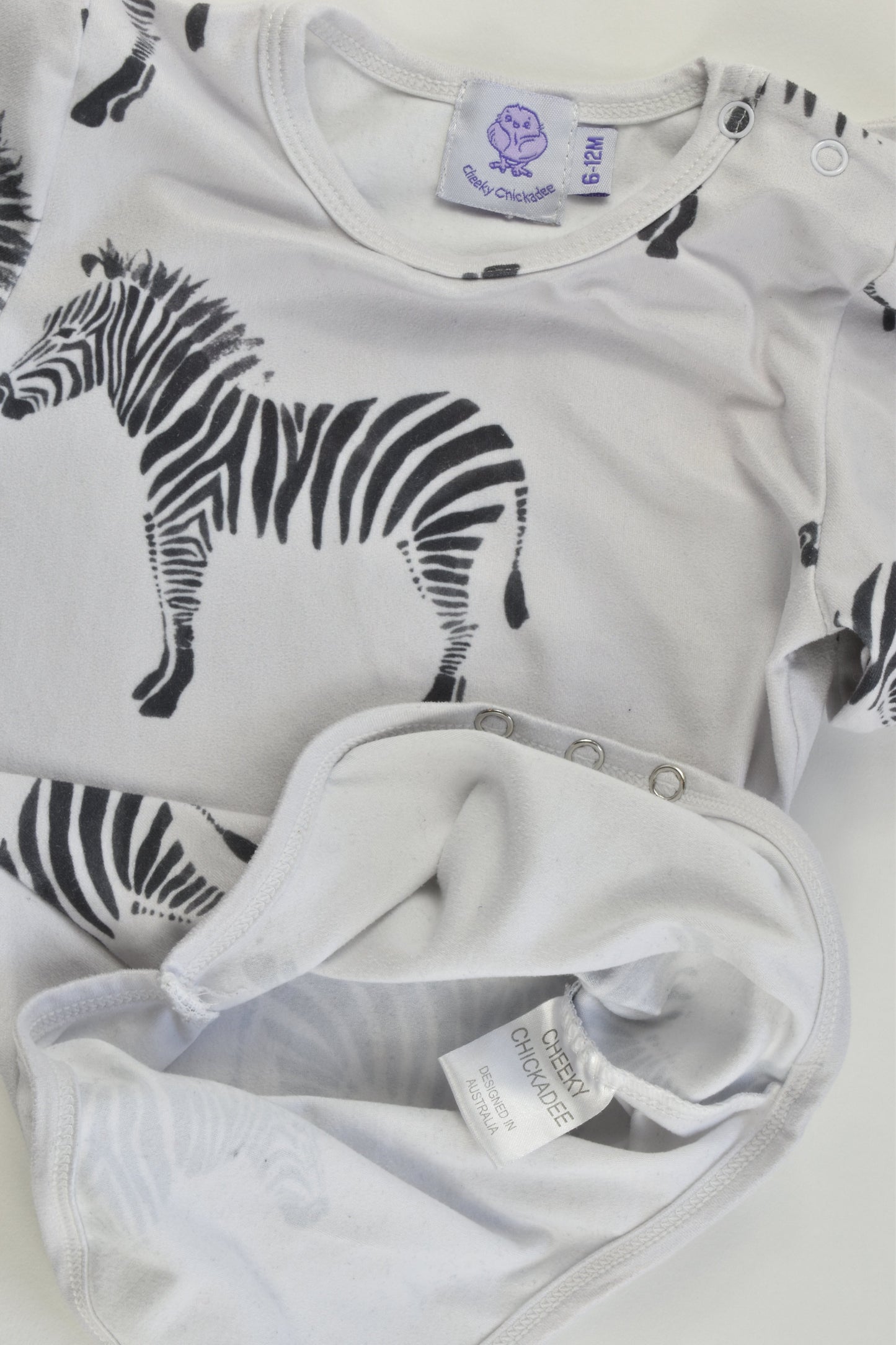 Cheeky Chikadee Size 0 (6-12 months) Zebra Bodysuit