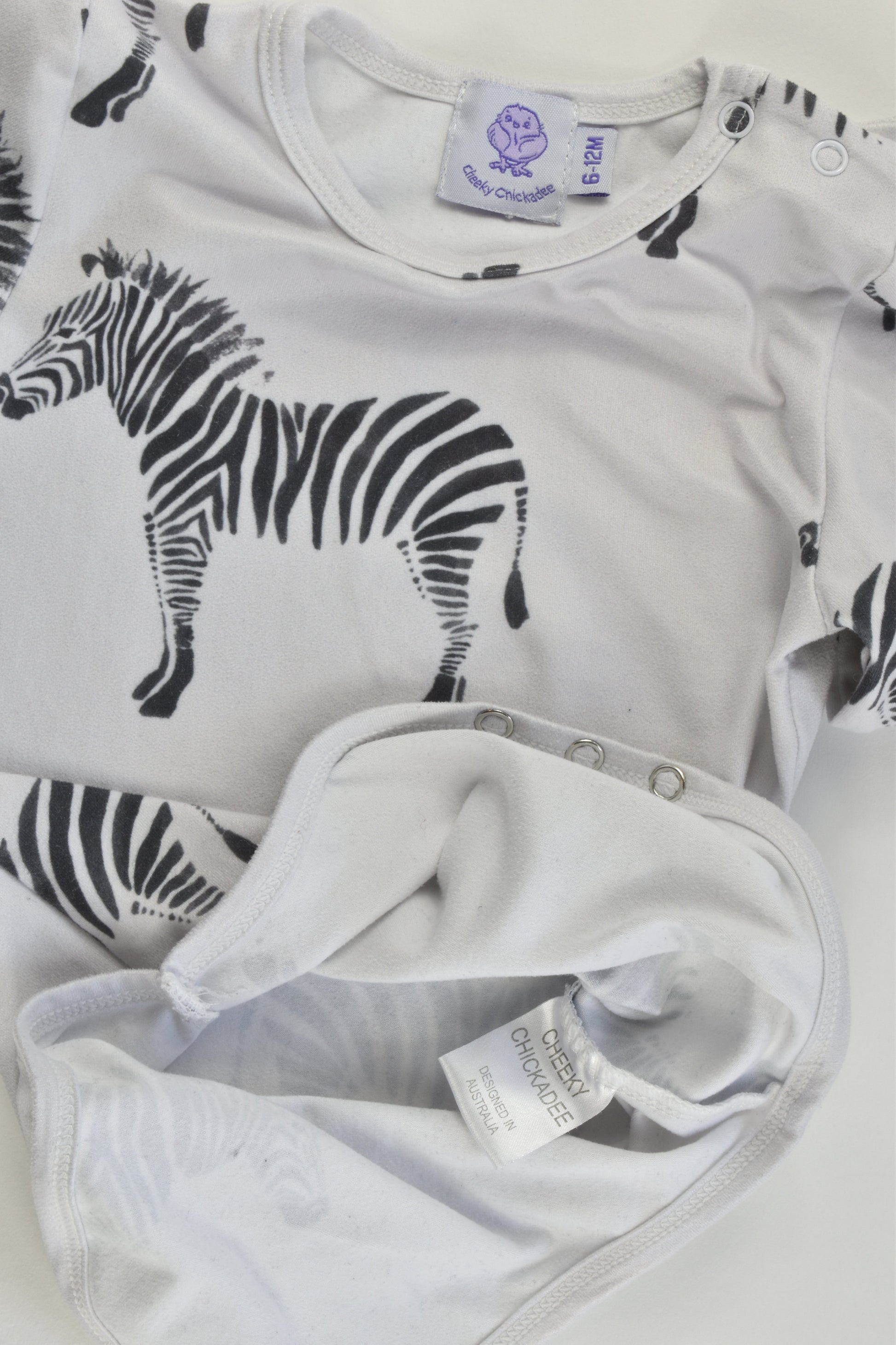 Cheeky Chikadee Size 0 (6-12 months) Zebra Bodysuit