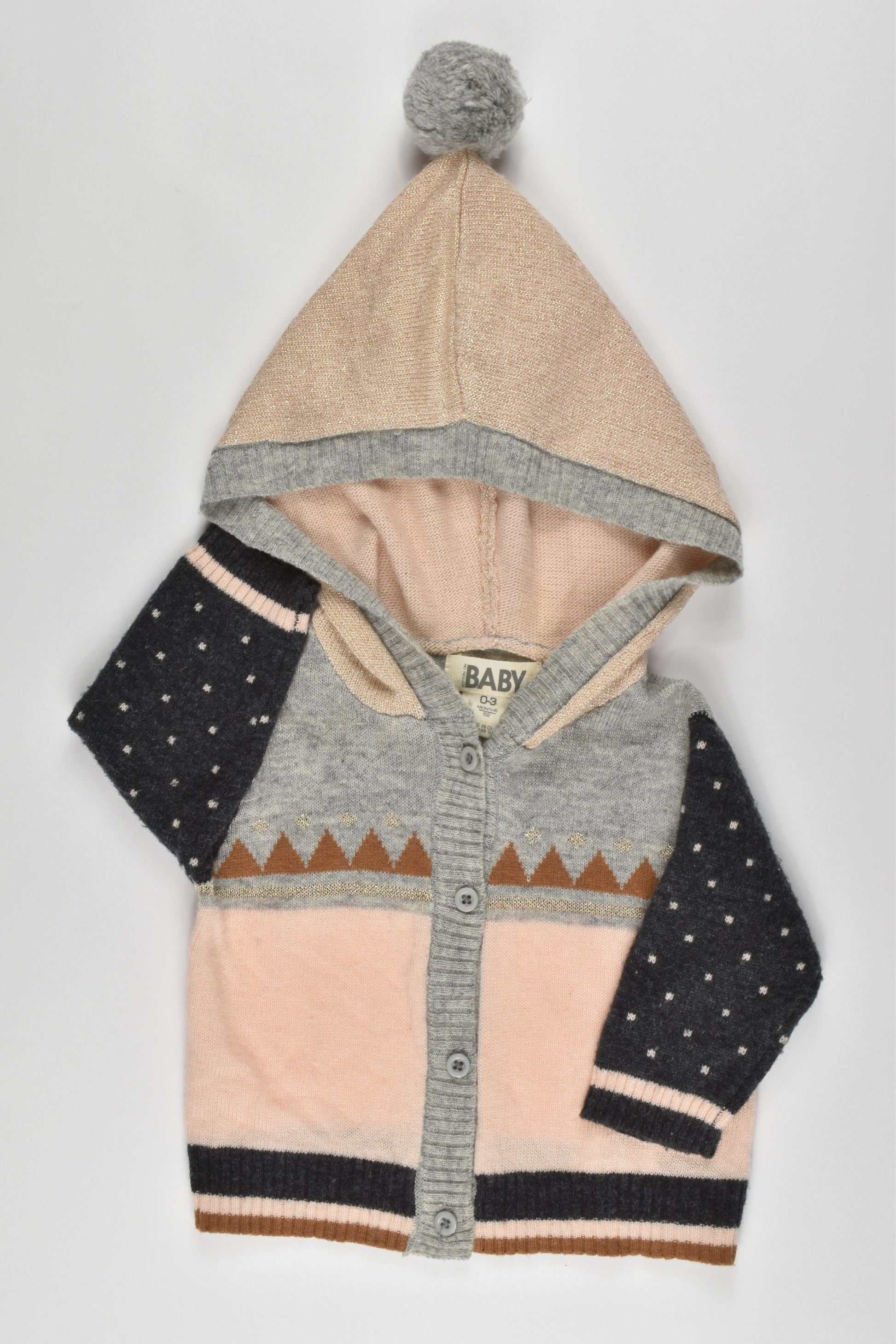 Cotton On Baby Size 0-3 months Knitted Cardigan with Hoodie