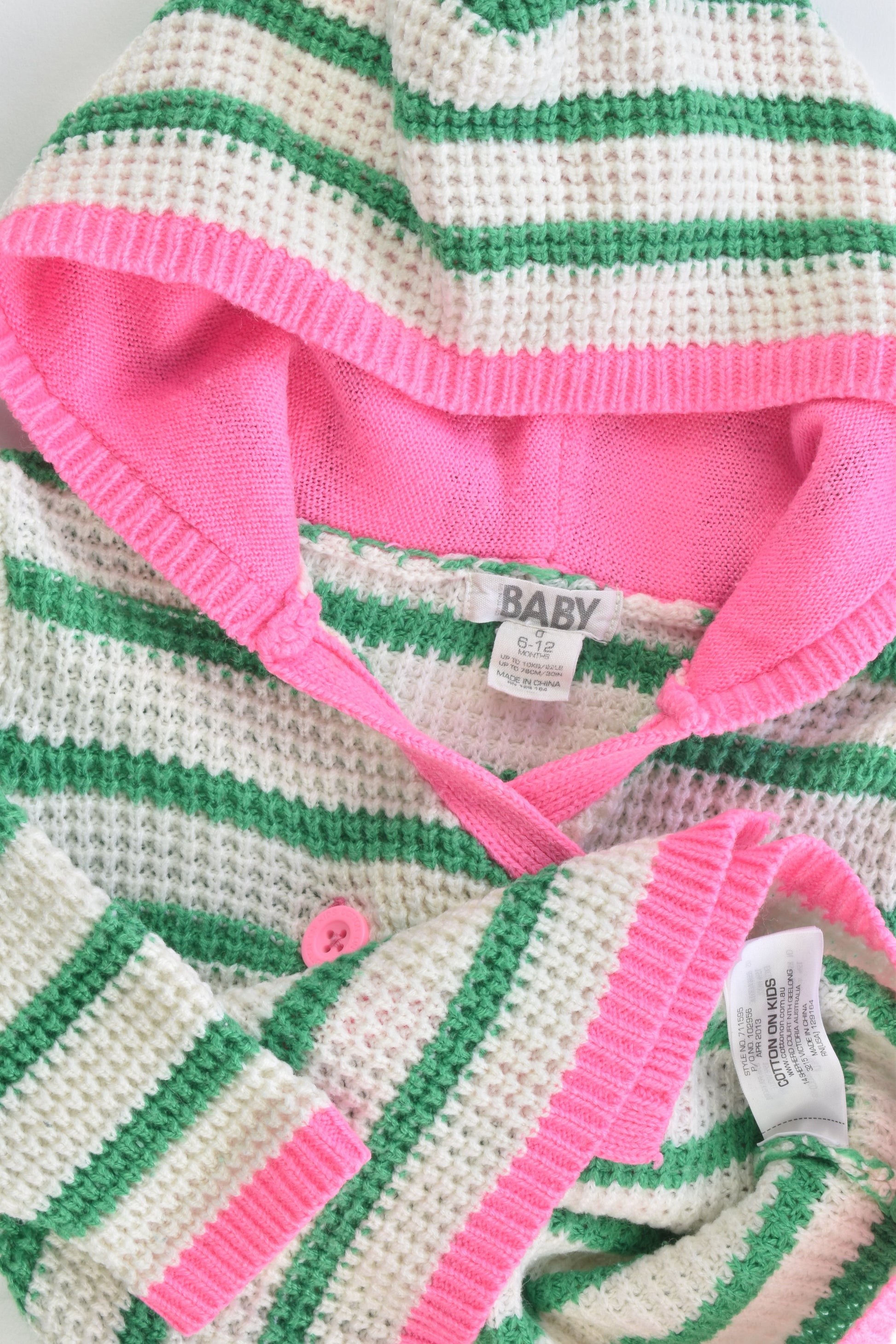 Cotton On Baby Size 0 (6-12 months) Knitted Hooded Jumper