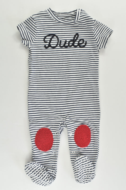 Cotton On Baby Size 00 (3-6 months) 'Dude' Footed Romper
