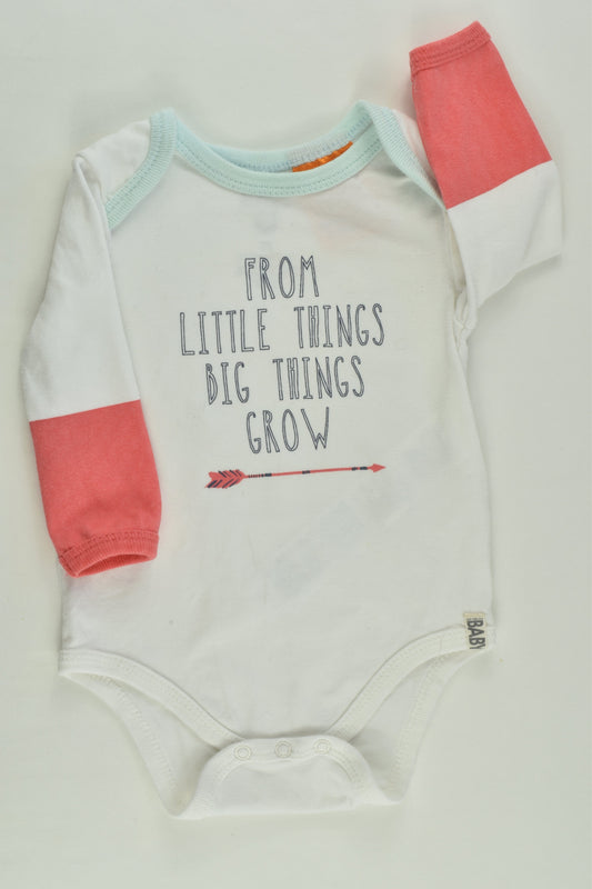 Cotton On Baby Size 00 'From Little Things Big Things Grow' Bodysuit