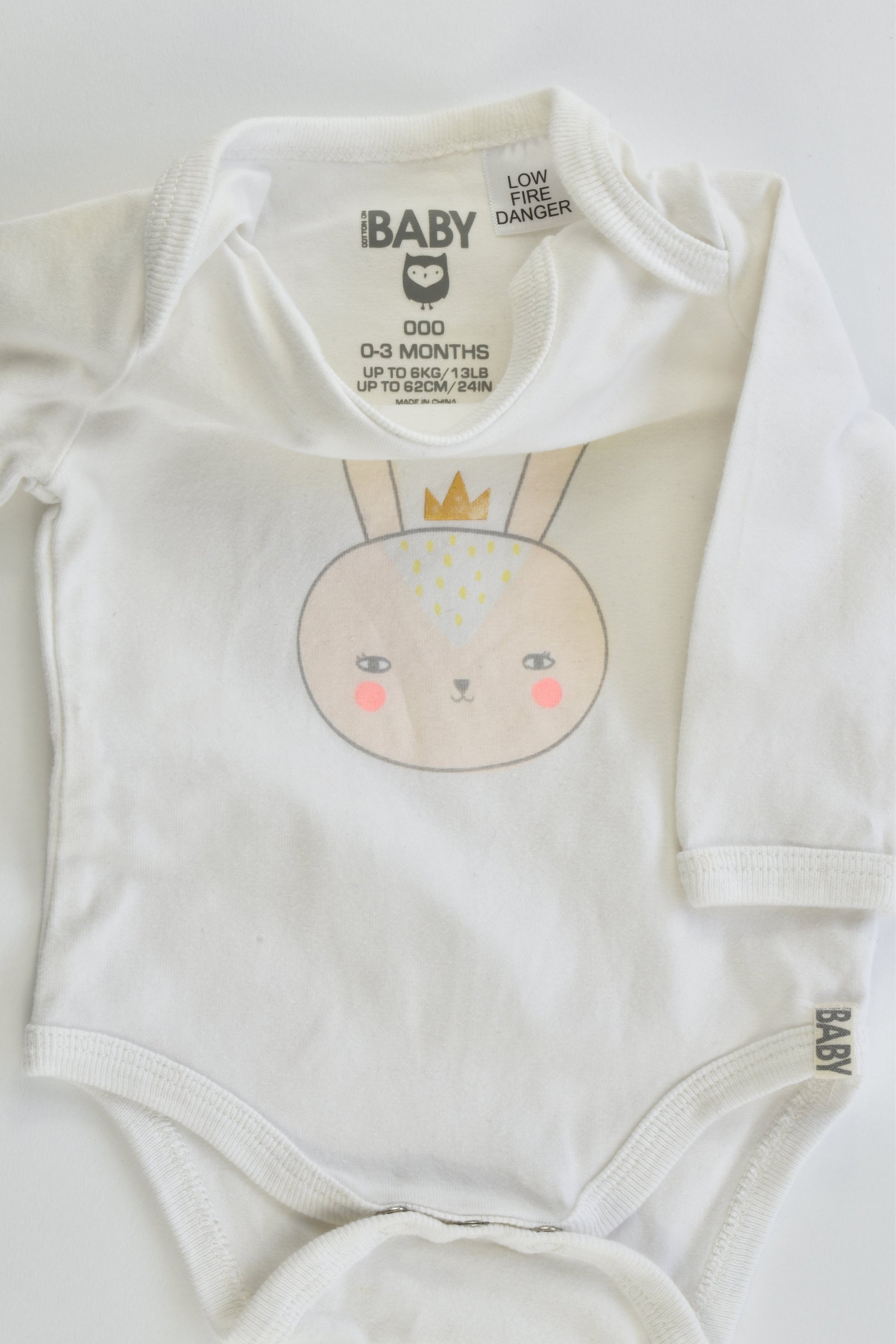 Cotton On Baby Size 000 (0-3 months, 62 cm) Bunny Bodysuit