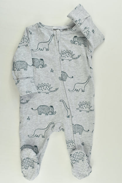 Cotton On Baby Size 000 (0-3 months) Mammoths and Dinosaurs Footed Romper