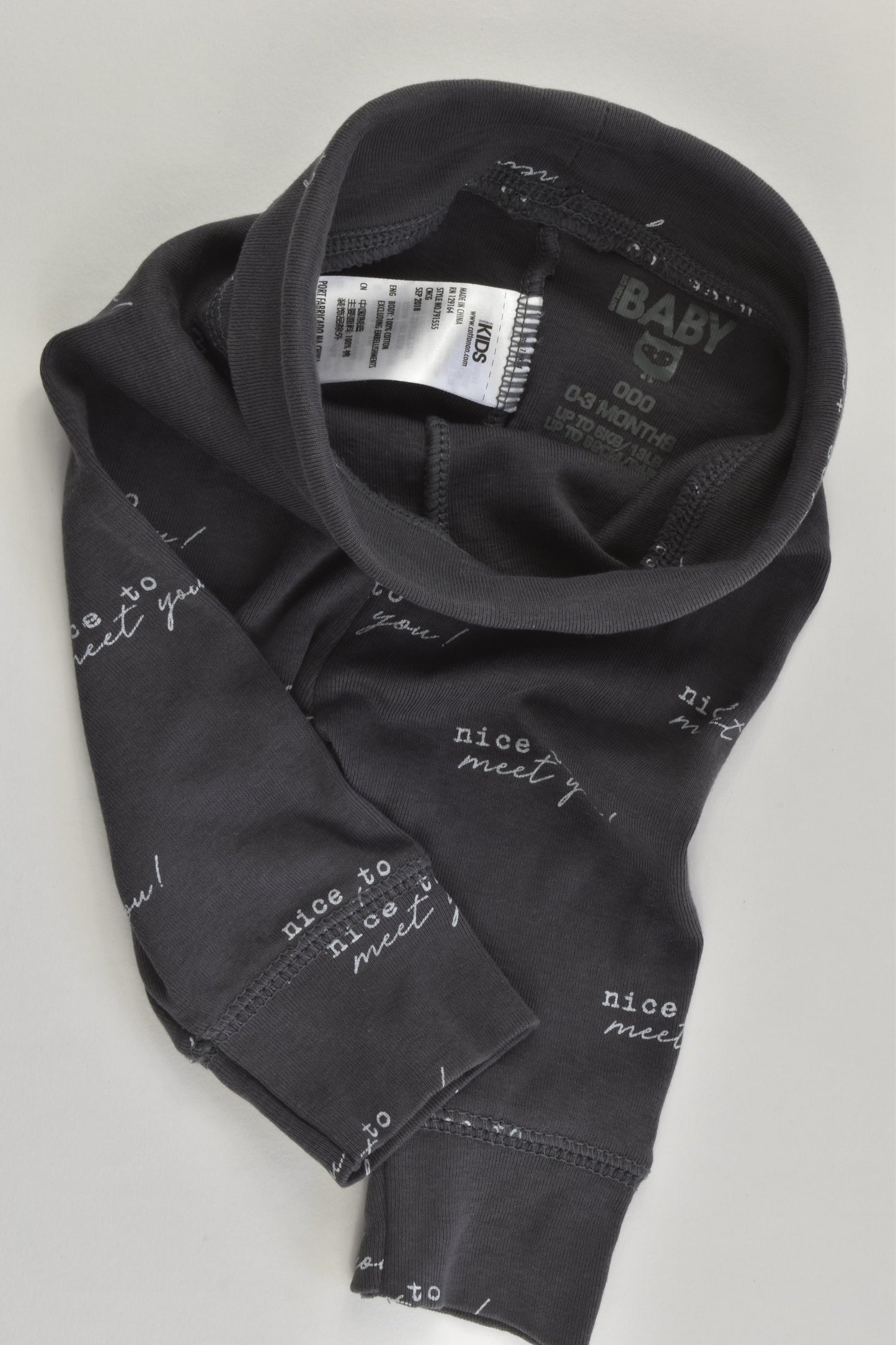 Cotton On Baby Size 000 (0-3 months) 'Nice To Meet You' Pants