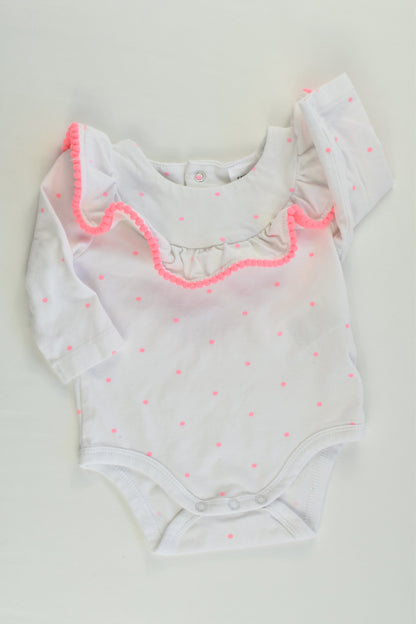 Cotton On Baby Size 000 (0-3 months) Ruffle Pom Pom Bodysuit