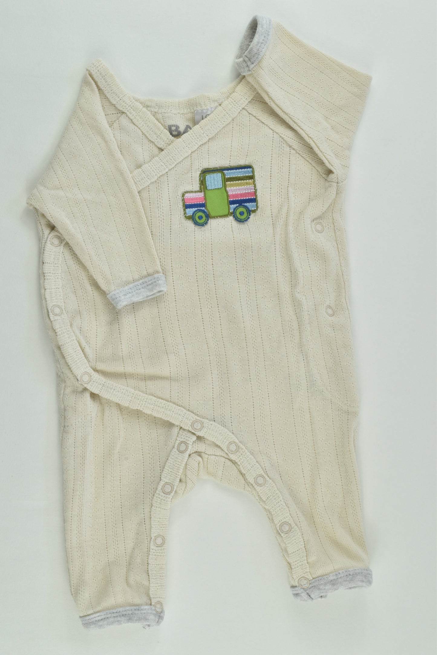 Cotton On Baby Size 0000 Truck Patch Wrap Romper