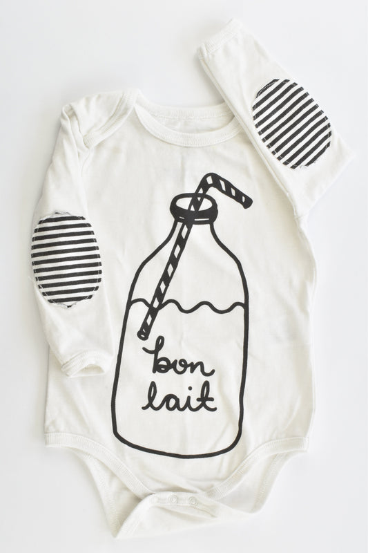 Cotton On Baby Size 1 (12-18 months) "Bon Lait" Bodysuit