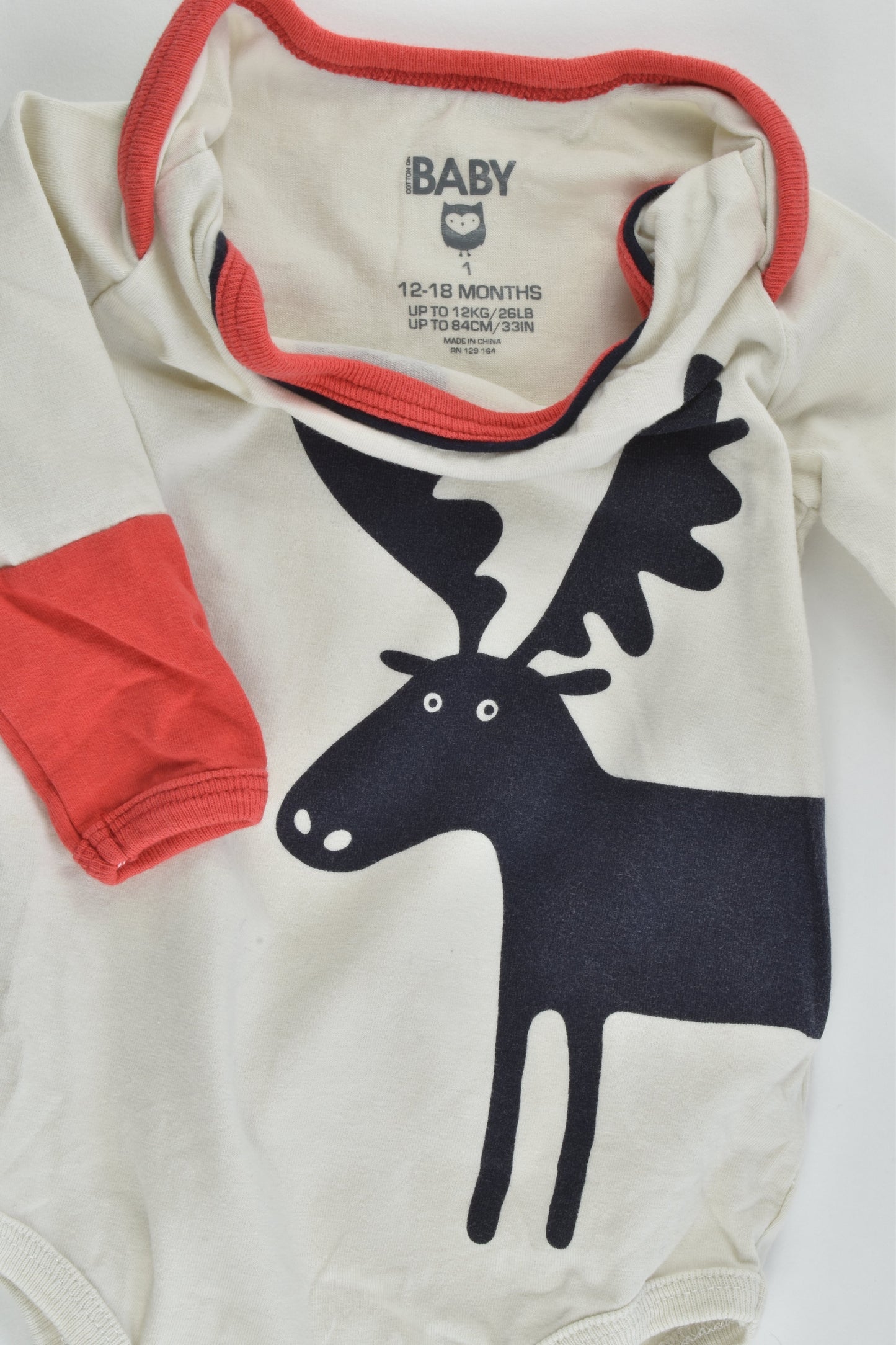 Cotton On Baby Size 1 (12-18 months) Moose Bodysuit