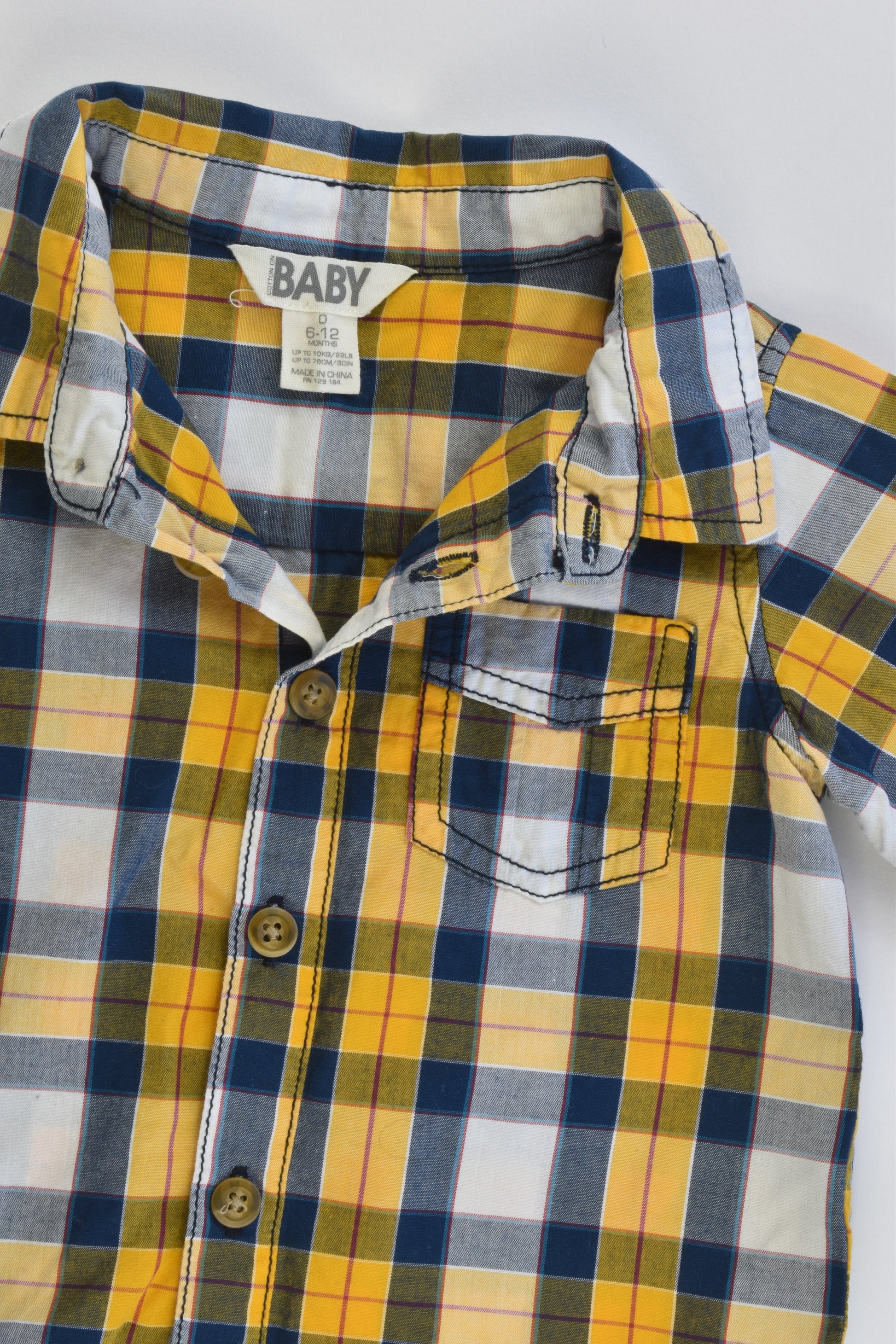 Cotton On Kids Size 0 (6-12 months) Checked Collared Shirt