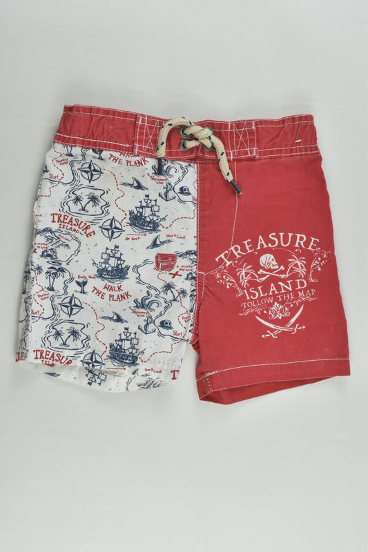 Cotton On Kids Size 1 'Treasure Island' Board Shorts