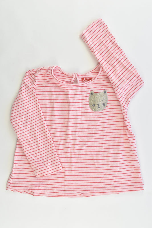 Cotton On Kids Size 2 (18-24 months) Striped Cat Top