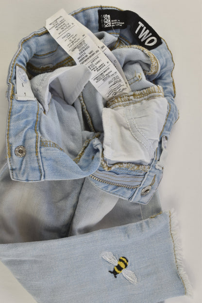 Cotton On Kids Size 2 Denim Pants with Embroidery